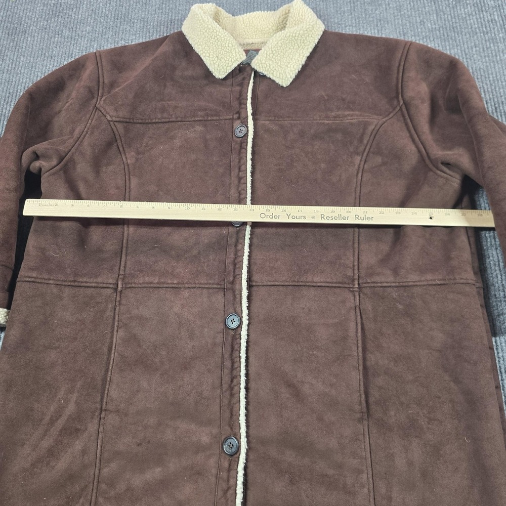 Lauren Ralph Lauren Coat Womens 3X Brown Faux Suede Sherpa Lined Button Front - Picture 13 of 15
